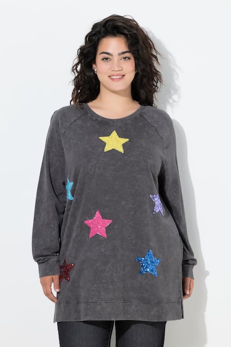 Sweatshirt, oversized, Paillettensterne