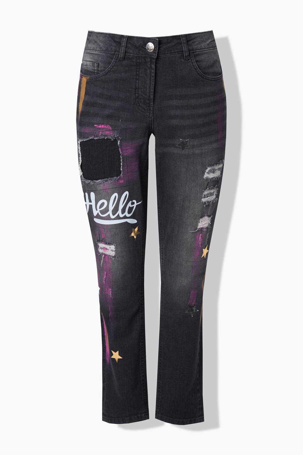 Stora storlekar Slim-jeans Irma, Dam, svart, storlek: 50, Bomull, Angel of Style