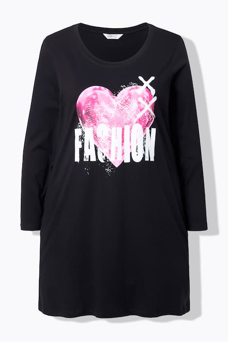 T-shirt, A-lijn, hartmotief, lange mouwen