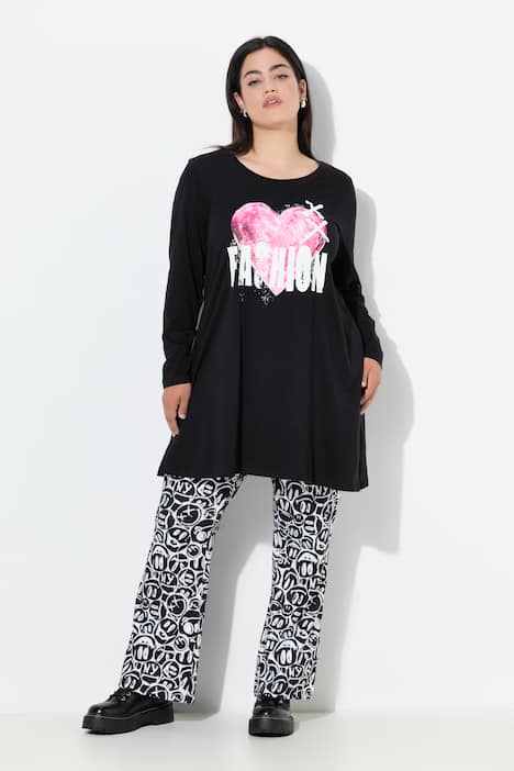 T-Shirt, A-Linie, Herz-Motiv, Langarm