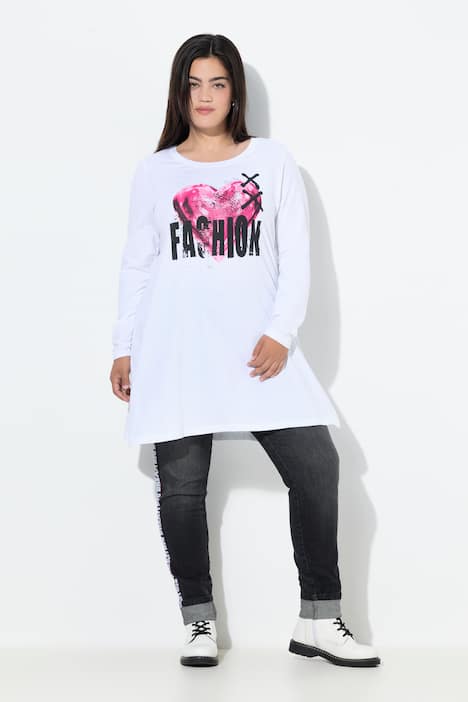 T-Shirt, A-Linie, Herz-Motiv, Langarm
