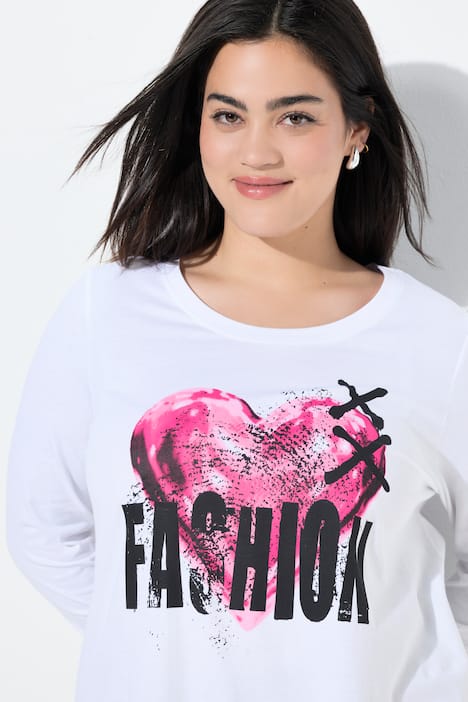 T-Shirt, A-Linie, Herz-Motiv, Langarm
