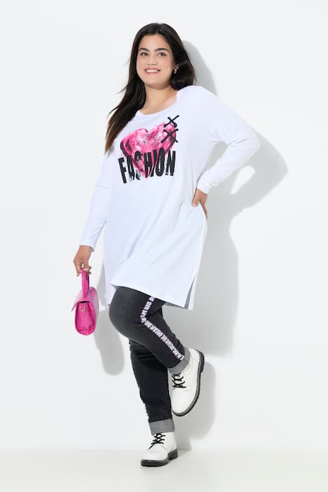 T-Shirt, A-Linie, Herz-Motiv, Langarm