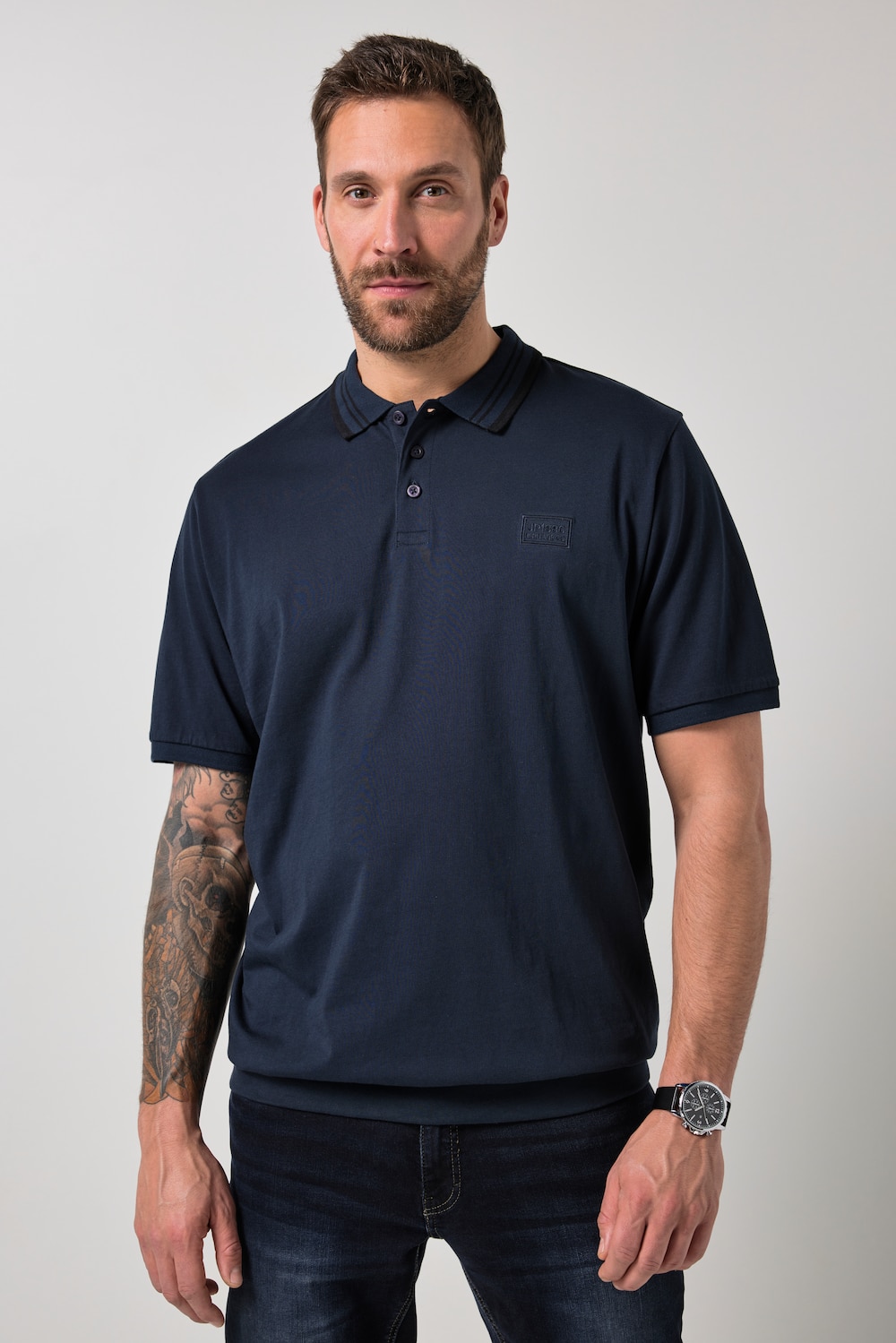 Poloshirt Bauchfit, Halbarm, Badge, XXL bis 8 XL