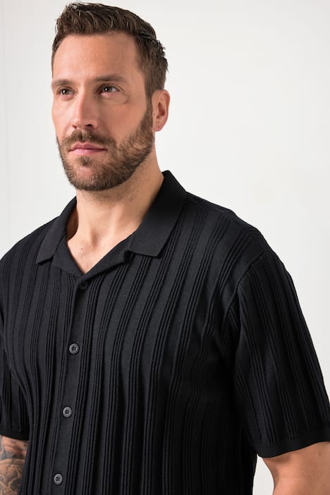 JP1880 Strickhemd, Halbarm, Cuba-Kragen, Cuba Fit, bis 7 XL