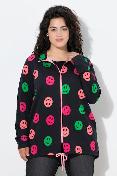 Sweatjacke, bequeme Passform, bunte Smileys
