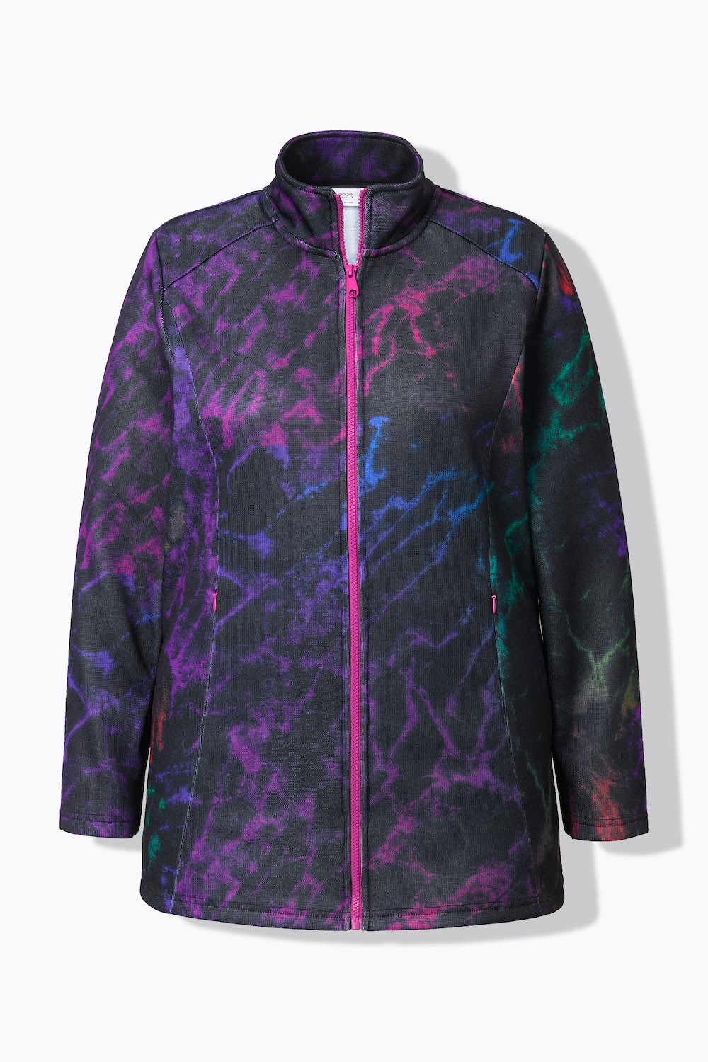 Stora storlekar Jacka i stickad fleece, Dam, svart, storlek: 42, Polyester, Angel of Style