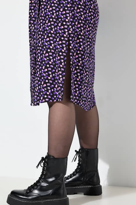 Overhemdblouse, midi-lengte, stippen, lange mouwen