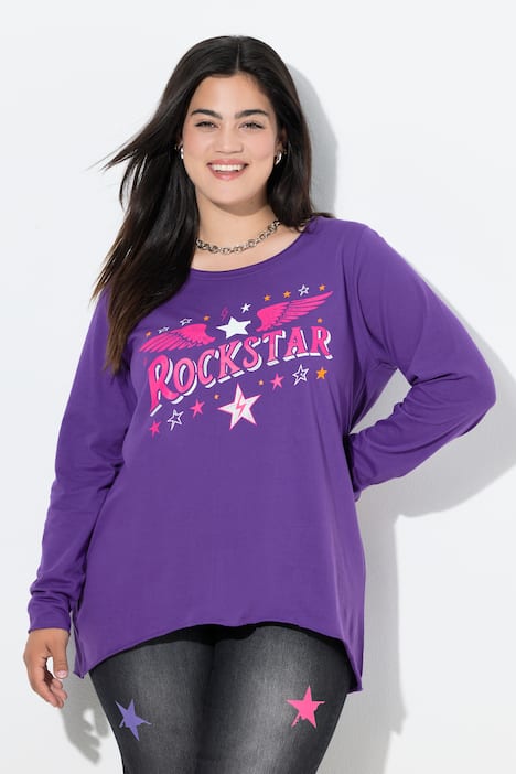 T-shirt, A-lijn, rockstar, lange mouwen