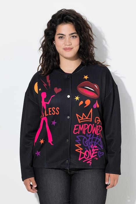 Collegejasje, iets oversized, prints