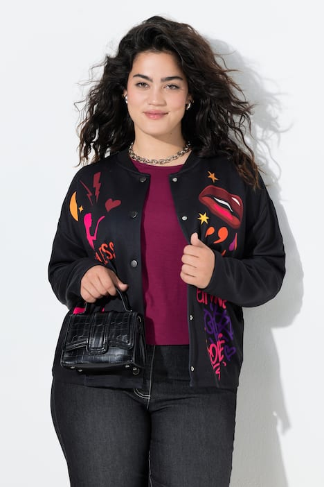 Collegejasje, iets oversized, prints
