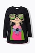 T-Shirt, XL-Lady-motief, glittersteentjes, neon naden