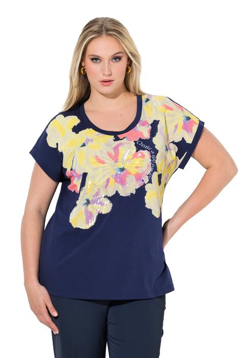 Tričko, květy, oversize, kulatý výstřih, krátké rukávy