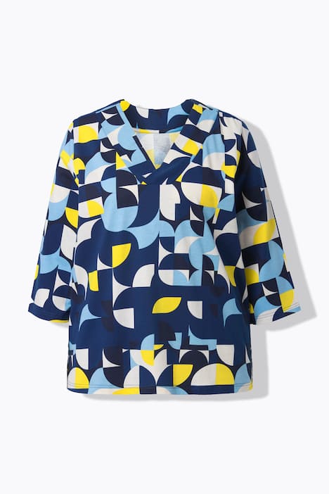 Longshirt, A-lijn, V-hals, 3/4-mouwen