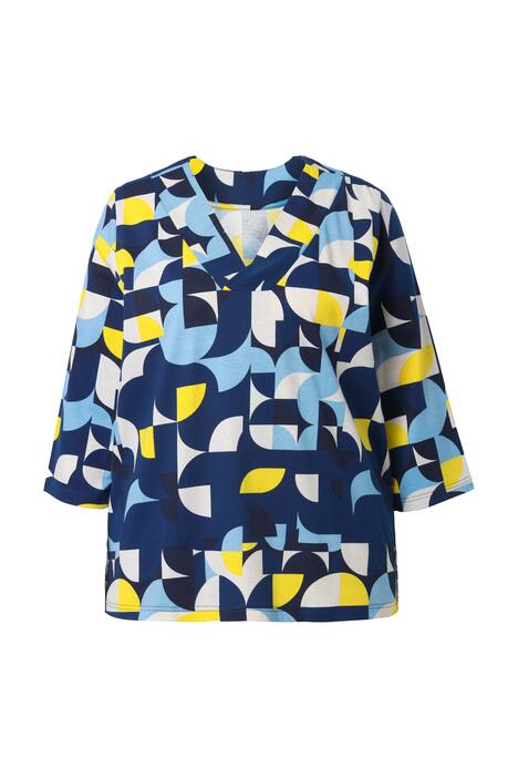 Dlouhé tričko, A střih, výstřih do V, 3/4 rukávy