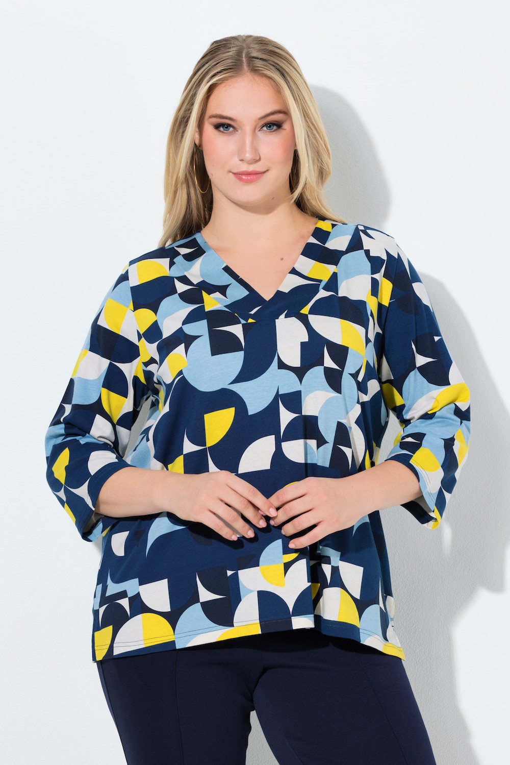 Thumbnail - Große Größen Longshirt, Damen, blau, Größe: 50/52, Baumwolle, Ulla Popken