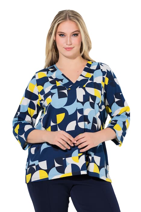 Dlouhé tričko, A střih, výstřih do V, 3/4 rukávy