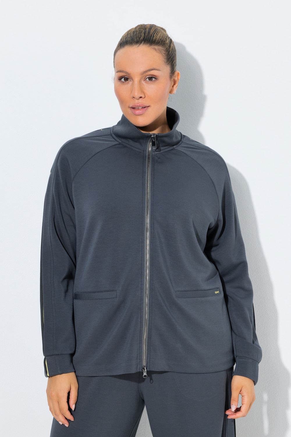 Große Größen Sweatjacke, Damen, grau, Größe: 50/52, Polyester/Viskose, Ulla Popken