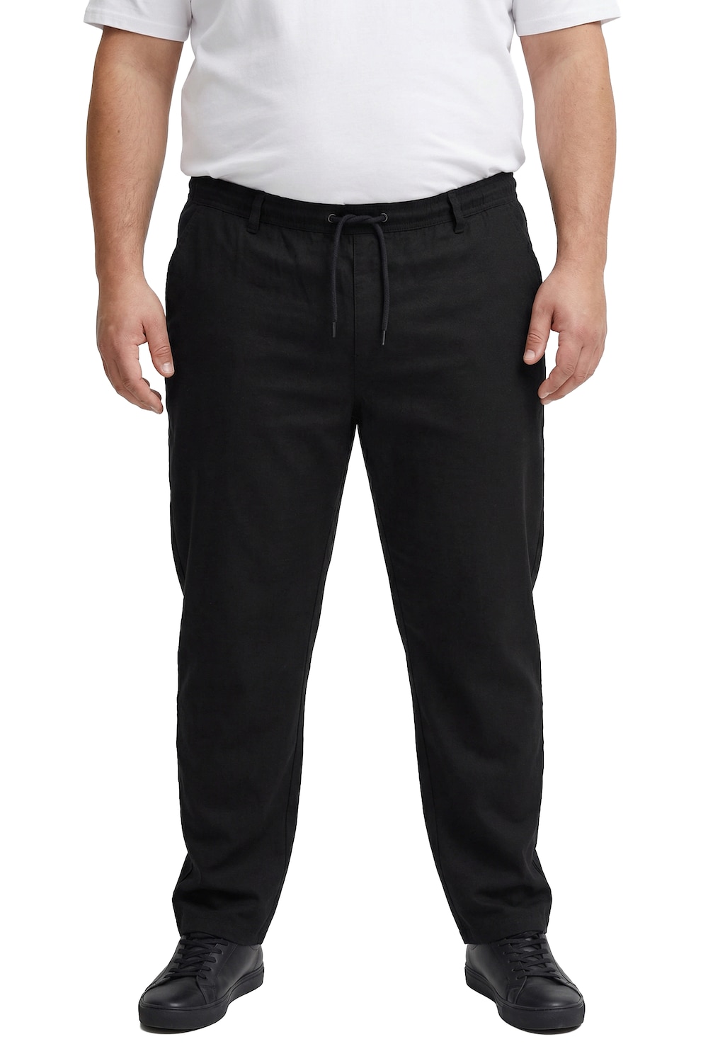 Stora storlekar byxa i linnemix, Her, svart, storlek: 8XL, Linne/Bomull, Men Plus