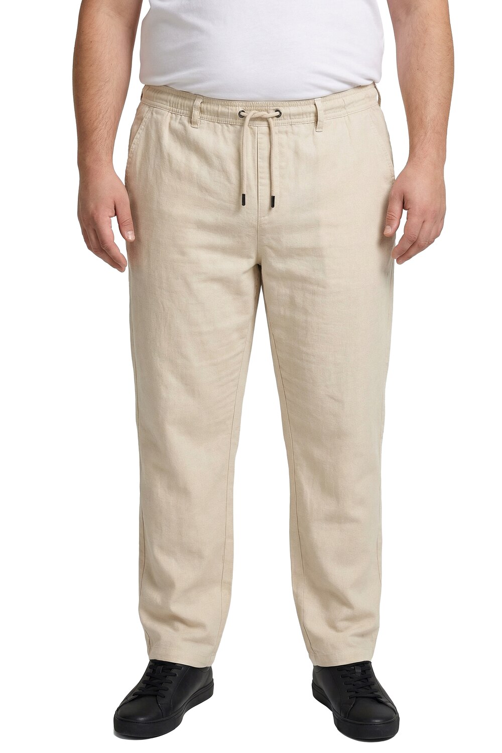 Stora storlekar byxa i linnemix, Her, beige, storlek: 8XL, Linne/Bomull, Men Plus