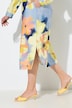 Maxikleid, Blüten, A-Linie, Tunika-Ausschnitt, Langarm