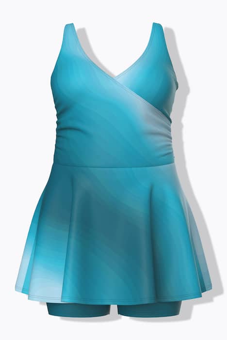 Robe de bain avec bonnets souples et short, style cache-cœur et dégradé de couleurs