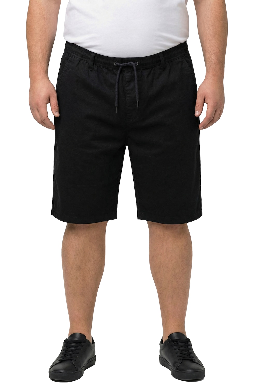 Stora storlekar Shorts i linnemix, Her, svart, storlek: L, Linne/Bomull, Men Plus