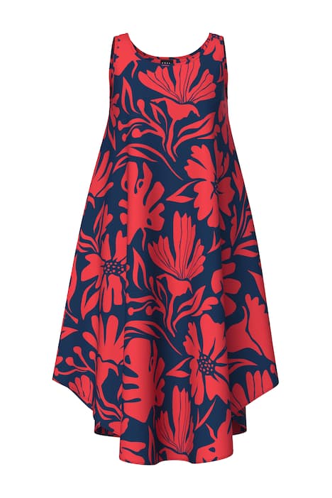 Midi šaty, korálový vzor, A střih, kulatý výstřih, bez rukávů