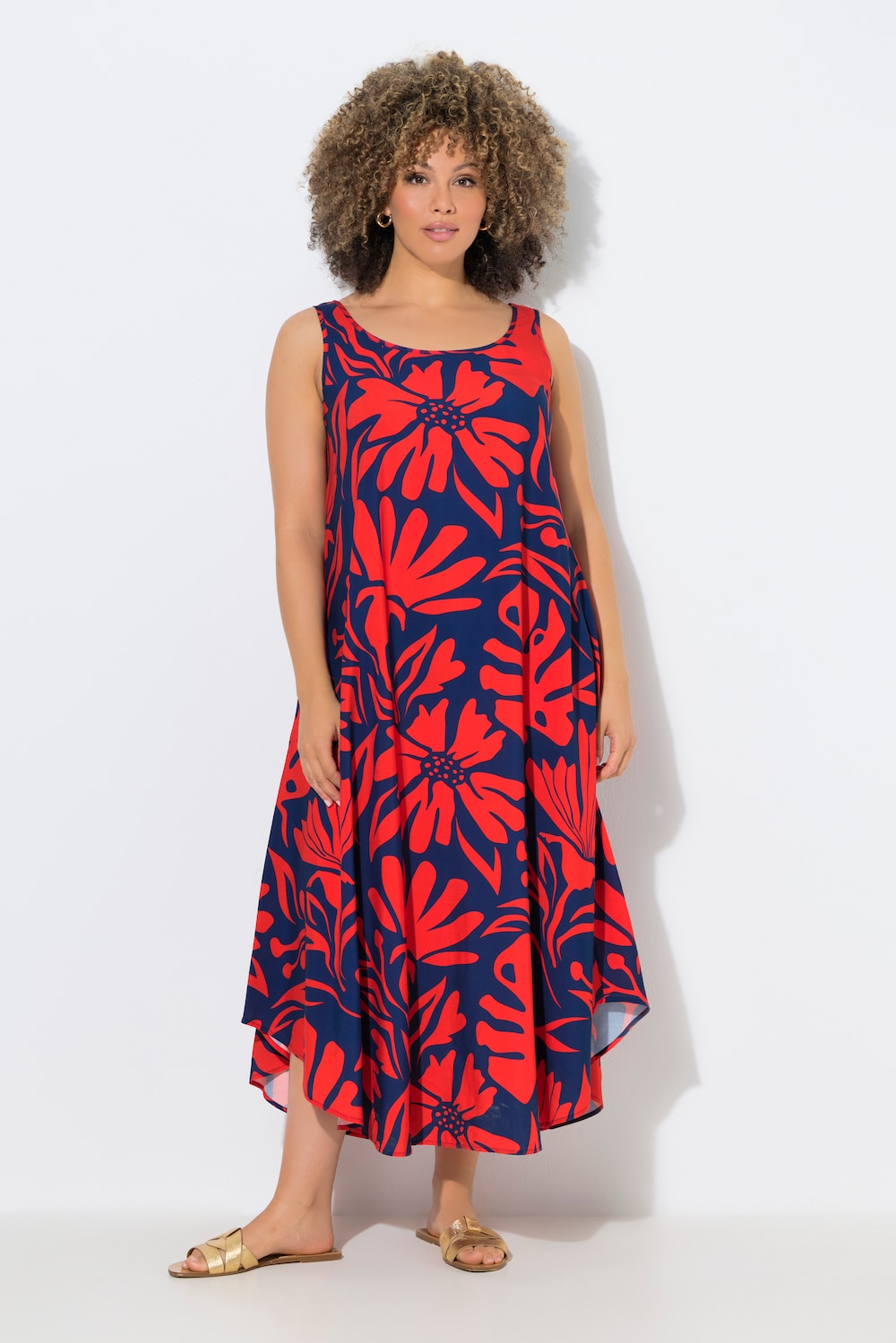 Thumbnail - Große Größen Midikleid, Damen, blau, Größe: 46/48, Viskose, Ulla Popken