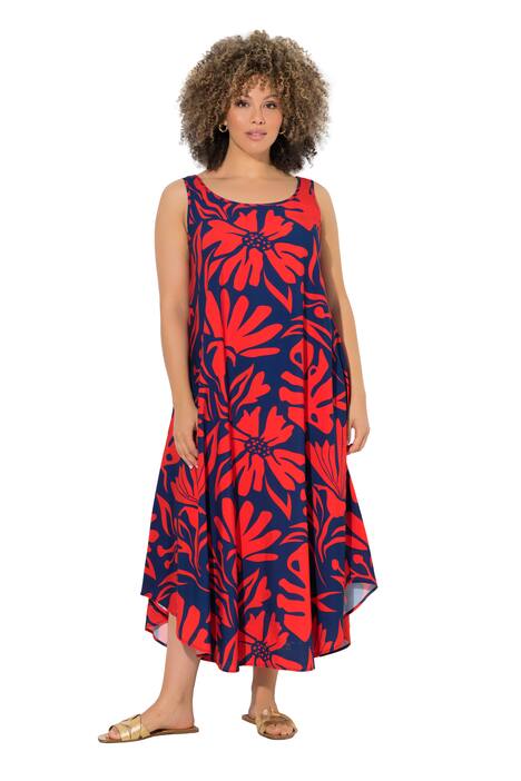 Midi šaty, korálový vzor, A střih, kulatý výstřih, bez rukávů