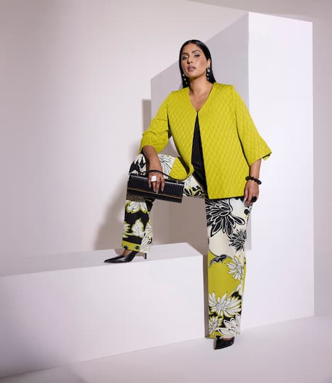 Jas, haaksluiting, V-hals, 3/4-mouwen