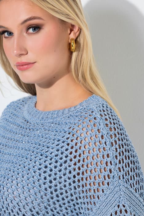 Pullover, Pailletten, Oversized, Rundhals, 3/4-Arm