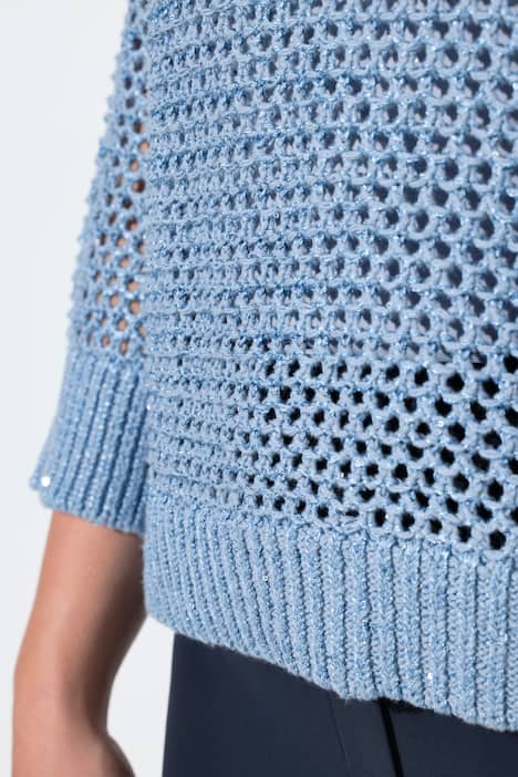 Pullover, Pailletten, Oversized, Rundhals, 3/4-Arm