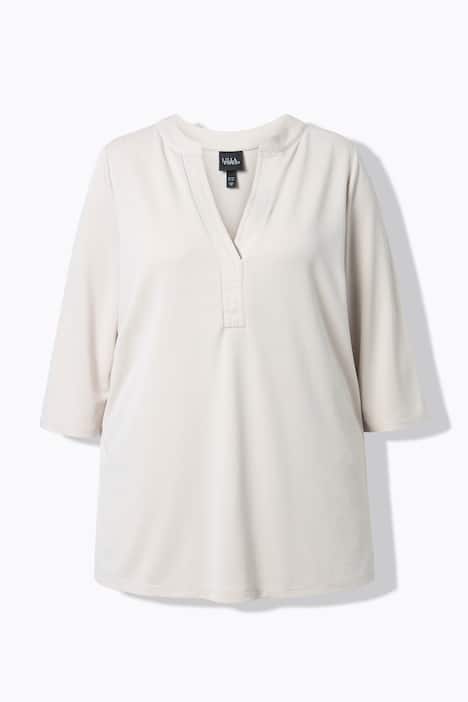 Tunika-Shirt, A-Linie, Tunika-Ausschnitt, 3/4-Arm