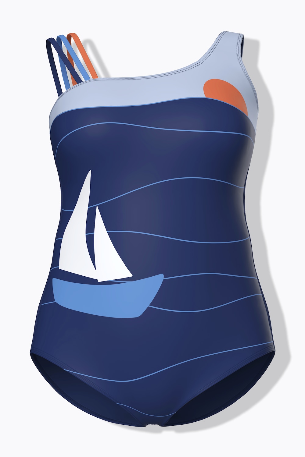Stora storlekar Baddräkt, Dam, blå, storlek: 58, Polyester/Elastan, Ulla Popken