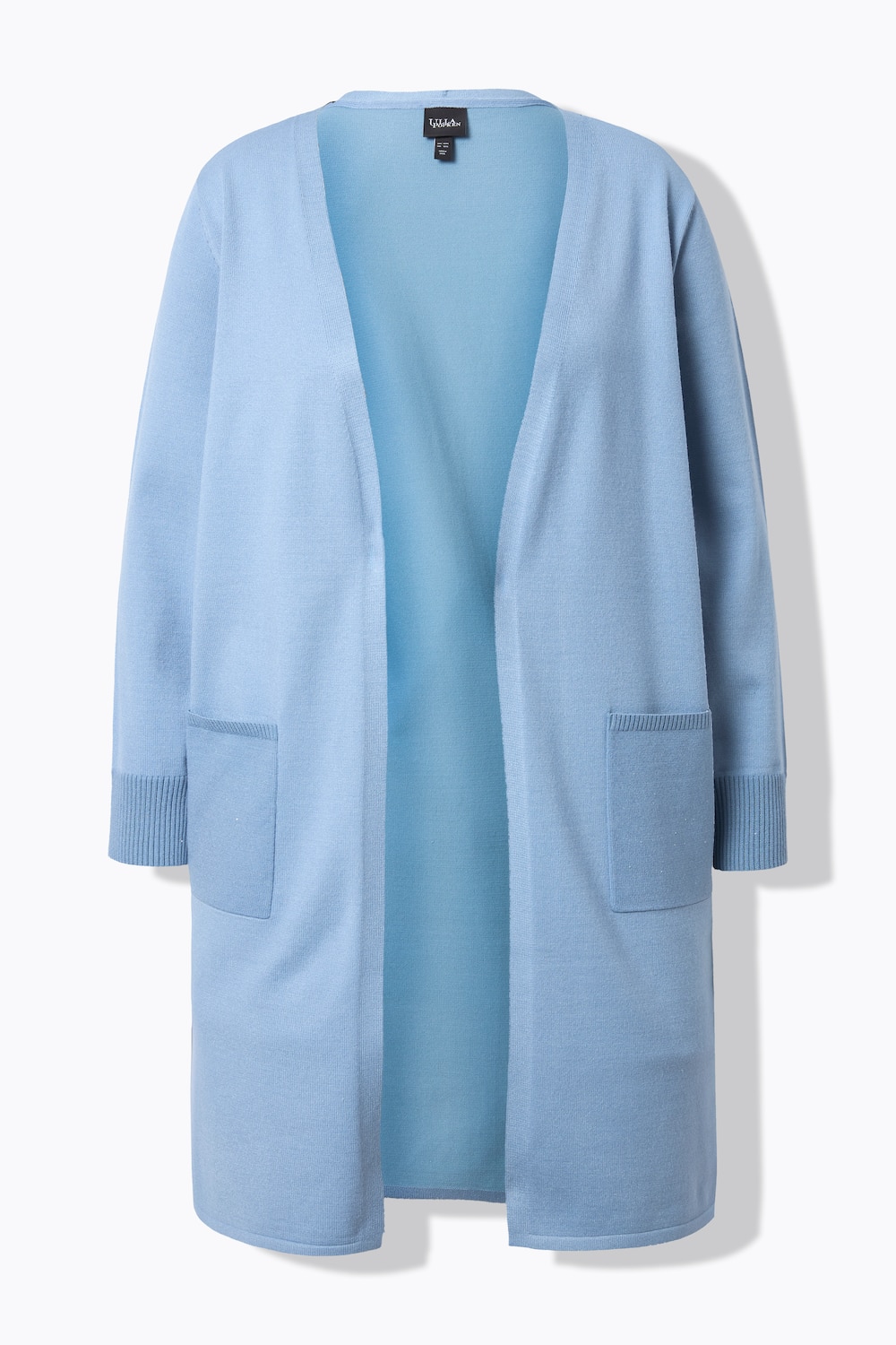 Stora storlekar Lång stickad kofta, Dam, blå, storlek: 42/44, Polyester/Viskos/Syntetfibrer, Ulla Popken