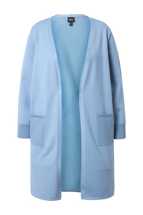 Dlouhý rozepínací svetr, flitry, výstřih do V, dlouhé rukávy