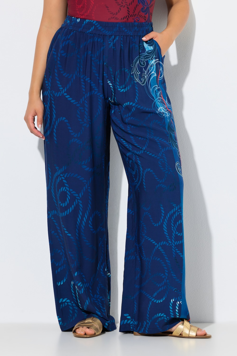 Große Größen Palazzohose, Damen, blau, Größe: 54/56, Viskose, Ulla Popken