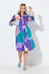 Hemdblusen-Midikleid, Grafik, A-Linie, Hemdkragen, 3/4-Arm