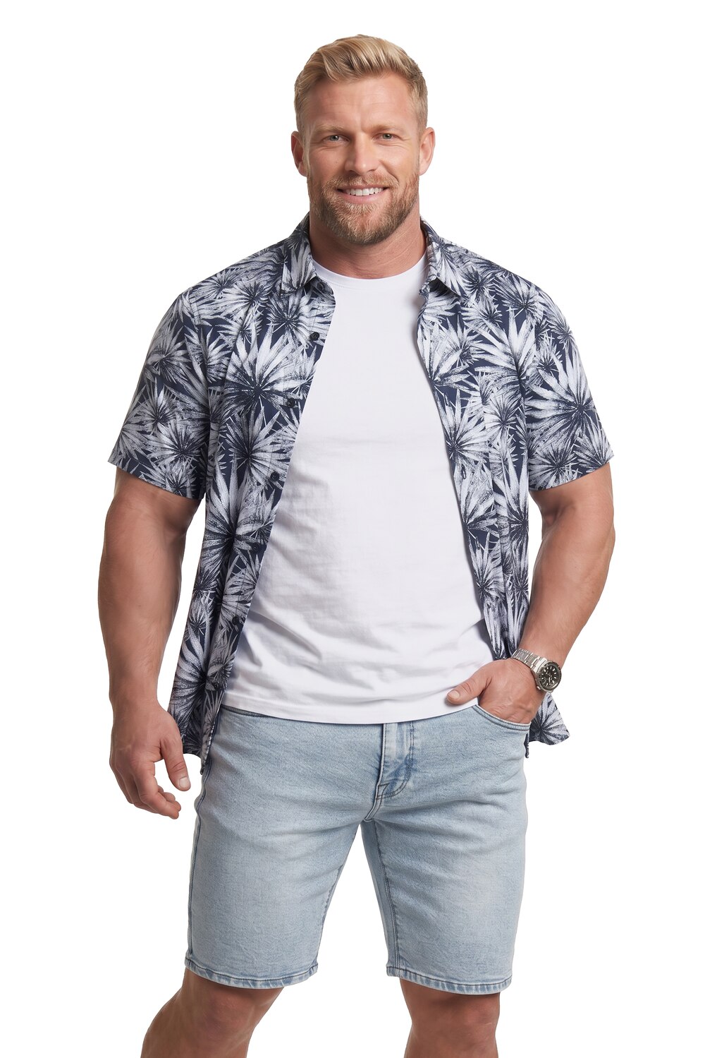 Stora storlekar Skjorta, Her, blå, storlek: 3XL, Bomull, Men Plus