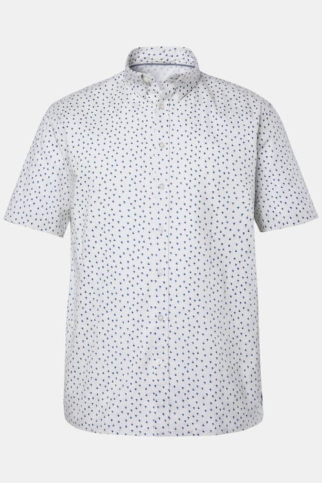 Men+-paita, lyhyet hihat, kent-kaulus, pienikuvioinen kuosi, Comfort Fit, suurin koko 8XL