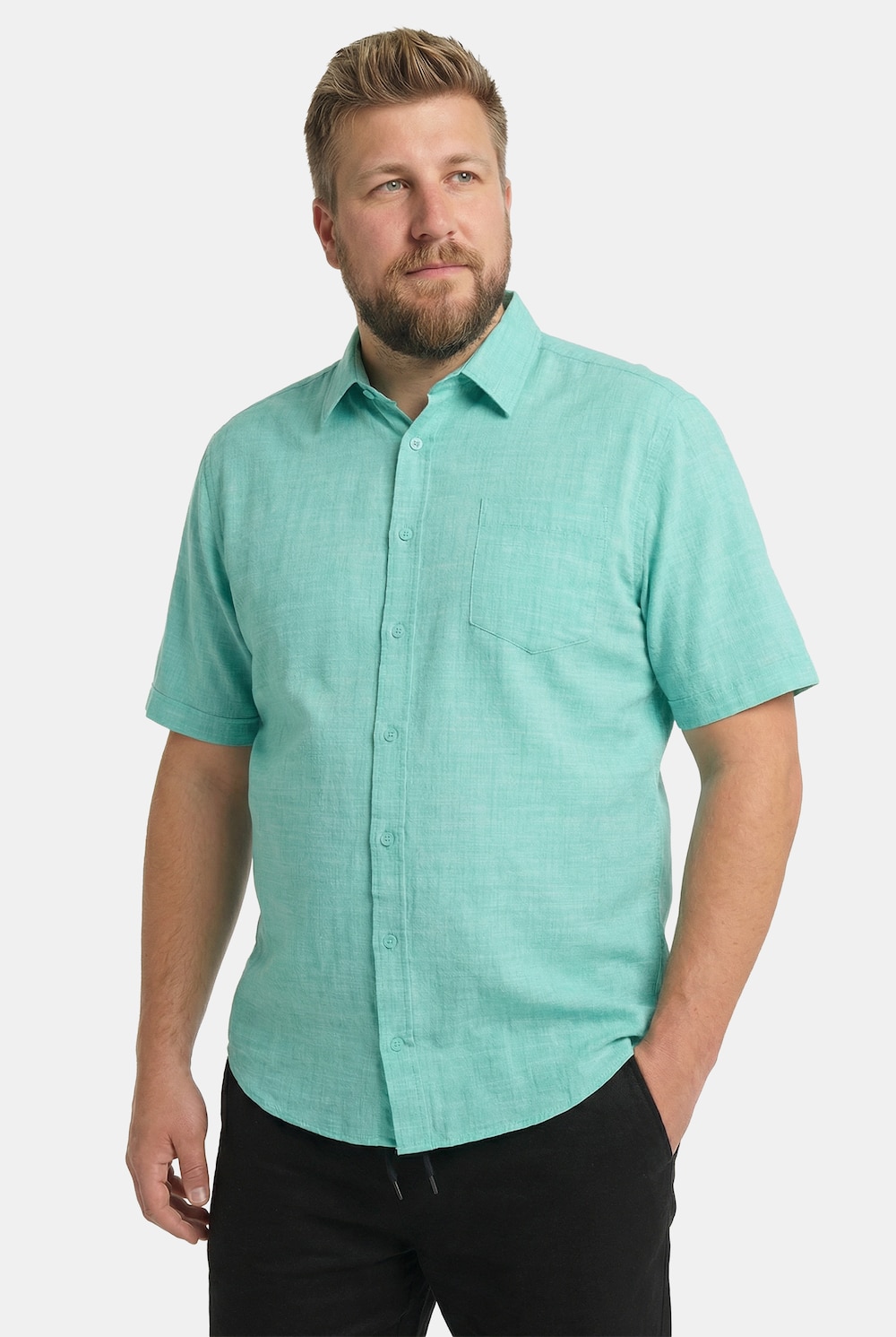 Men+ Hemd, Halbarm, Kentkragen, Leinenoptik, Comfort Fit, bis 8 XL