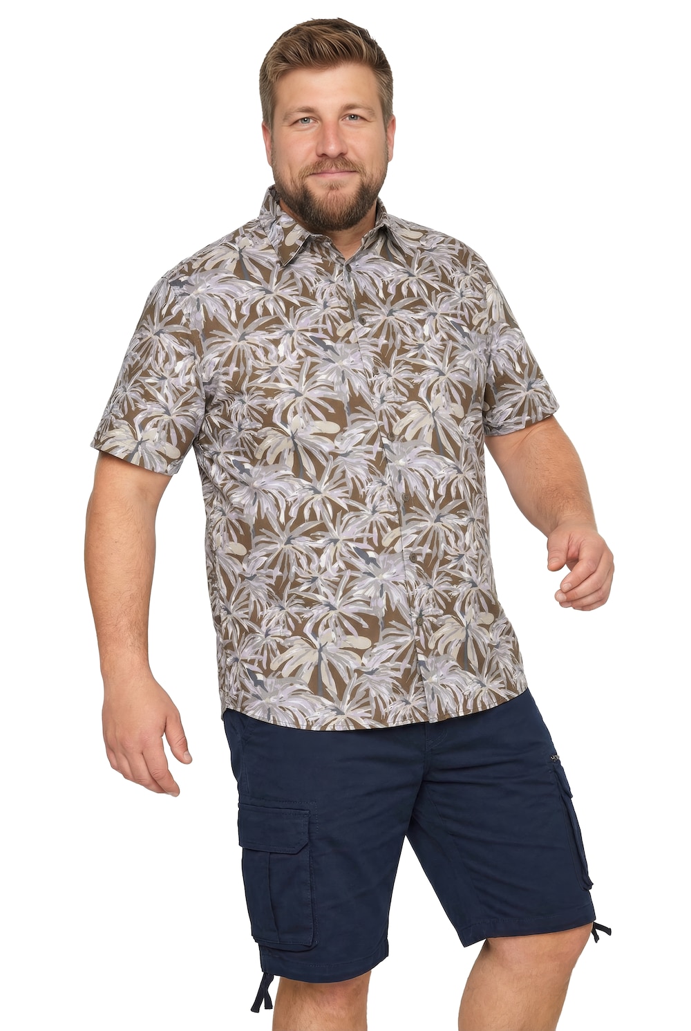 Stora storlekar Skjorta, Her, brun, storlek: 3XL, Bomull, Men Plus