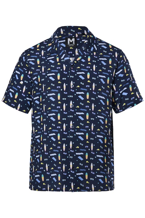 Viskózová košile Men+, krátké rukávy, plošný potisk, Cuba límeček, Cuba střih, do 8XL