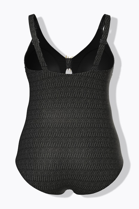 Maillot de bain avec bonnets souples, tissu scintillant et soleil doré, matière recyclée