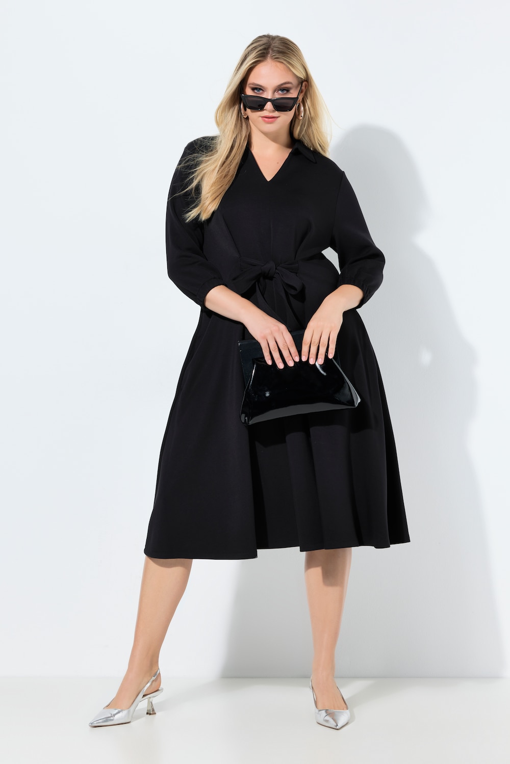 Sweatkjole, A-form, skjortekrave, 3/4-lange ærmer, modalmix