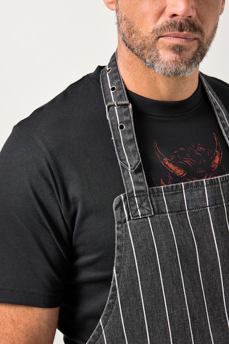 JP1880 Schürze, Denim, Streifen, Größe verstellbar bis 7 XL