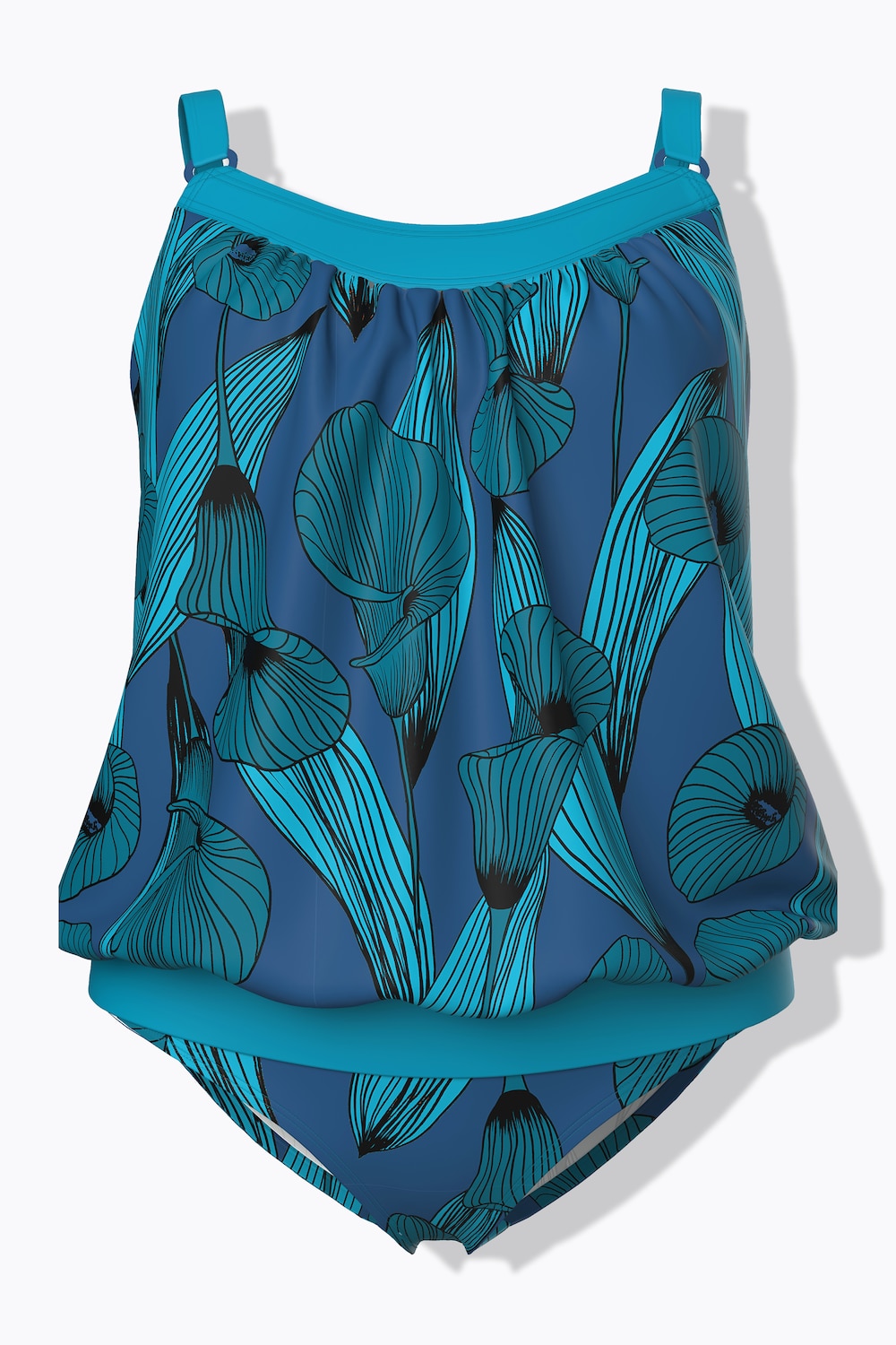 Stora storlekar Tankini, Dam, turkos, storlek: 54/56, Syntetfibrer/Elastan, Ulla Popken