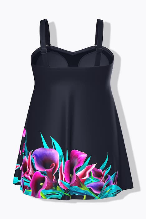 Robe de bain avec bonnets souples, motif arums, bretelles ajustables et matière recyclée