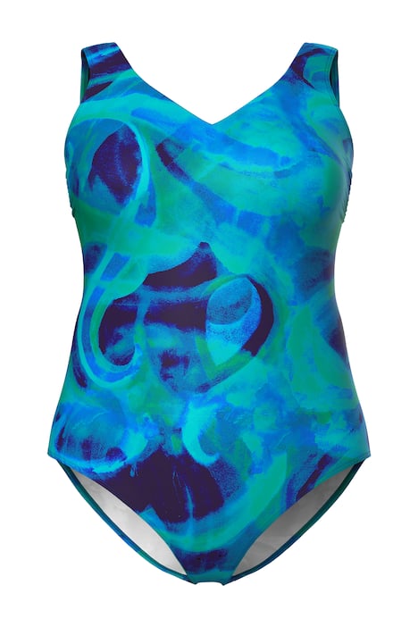 Plavky, vlnitý vzor, bez měkkých košíčků, kulatý výstřih